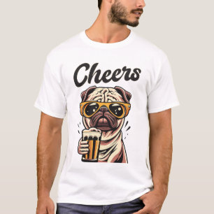 Camiseta Pug Bebendo Beer Memory