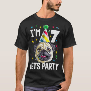 Camiseta Pug Birthday 7 Dog Kids Meninos Garotas Dão Ideia 