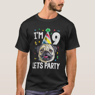 Camiseta Pug Birthday 9th T Shirt Dog Kids Garotos Garotas