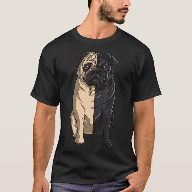 Camiseta Pug Black And White Pug Yin Yang (Frente)