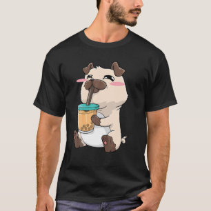 Camiseta Pug Boba Bubble Tea Anime Kawaii Cute Gift