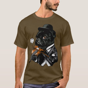 Camiseta Pug Bonito Tocando Violino