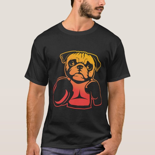 Camiseta pug, boxe, ideia de luvas de boxe (Frente)