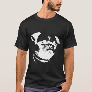 Camiseta Pug Branco Fundo Vermelho