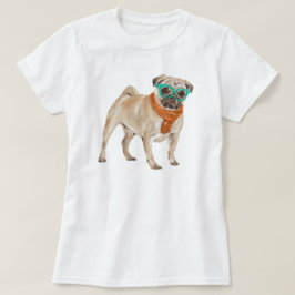 Camiseta Pug Bulldog pintado à mão