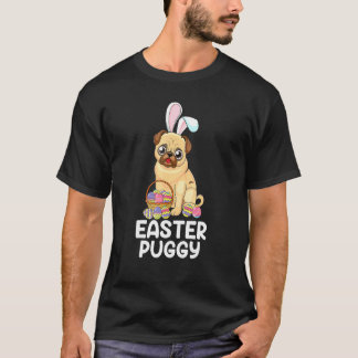 Camiseta Pug Caçador de Ovos Pug Easter Bunny Cachorro Pug
