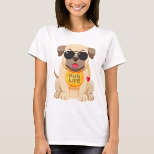 Camiseta Pug Cachorrinho Cartoon Senhoras