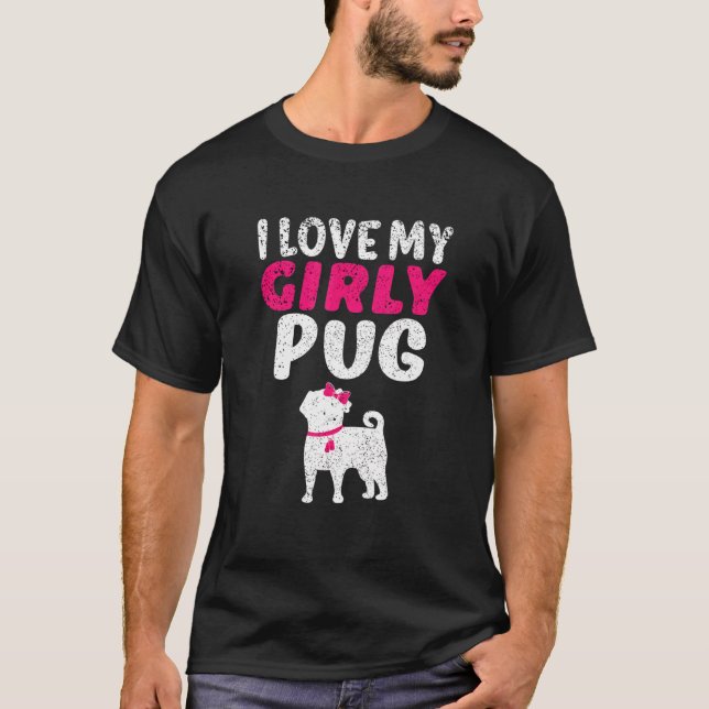 Camiseta Pug Canine Pet Girl Sexo Menino Revela Bonito (Frente)