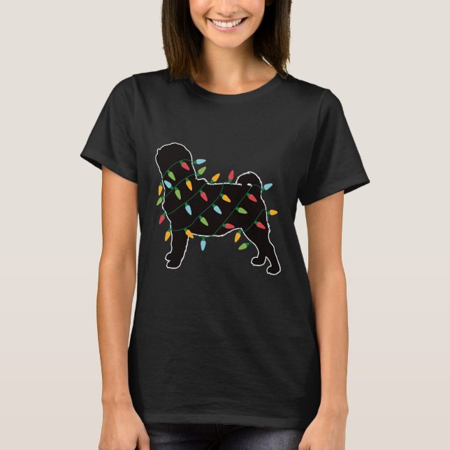 Camiseta Pug Christmas Lights Gift for Dog Lover (Frente)