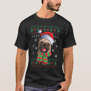 Camiseta Pug Christmas Lights Santa Hog Ugly Sweater