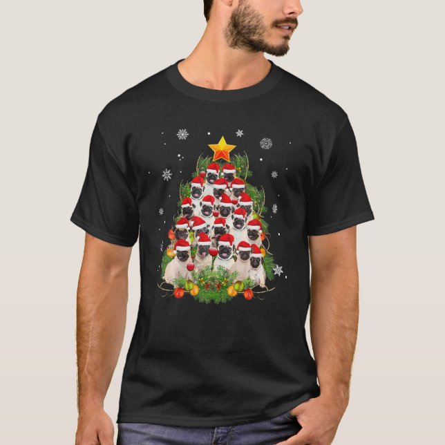 Camiseta Pug Christmas Tree Funny Xmas Gifs Para Pug Dog Lo (Frente)