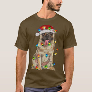 Camiseta Pug Christmas Tree Light Pajama Dog Lover Xmas Div