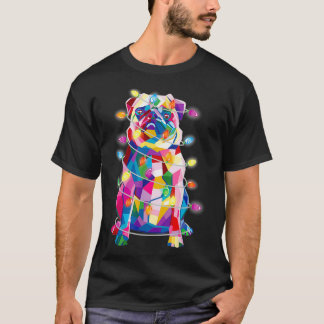 Camiseta Pug Christmas Tree Lights Dog Mom Dad Xmas Pug 