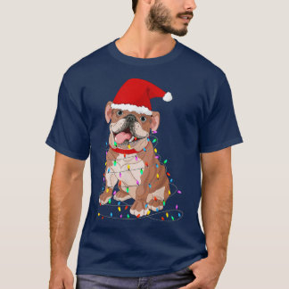 Camiseta Pug Christmas Tree Lights Papais noeis Dog Xmas Bo