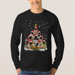 Camiseta Pug Christmas Tree Santa Hat Pajama Pug Dog Lover