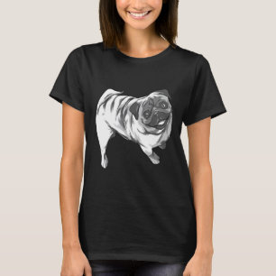 Camiseta Pug Clássico Preto e Branco 929