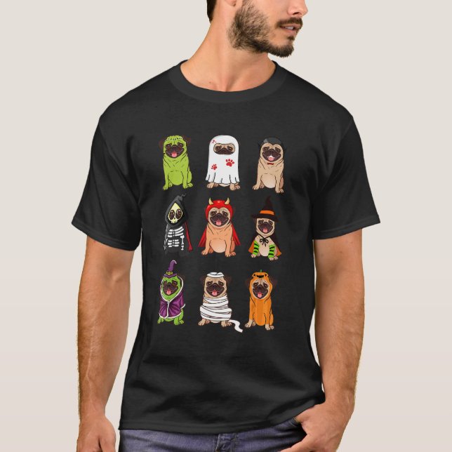 Camiseta Pug Collection Happy Pug O Ween Halloween Spooky C (Frente)
