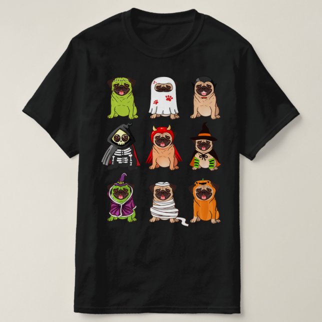Camiseta Pug Collection Happy Pugoentre Halloween Spooky Co (Frente do Design)