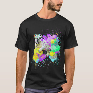 Camiseta Pug Colorido Com Manchas De Tinta Clássico 895
