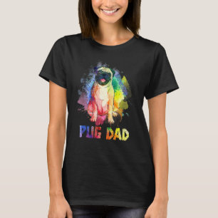 Camiseta Pug Colorido Papai Pug Cachorro Feliz Dia dos Pais