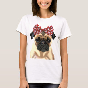 Camiseta Pug com Arco vermelho na cabeça 2