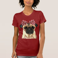 Pug com Arco vermelho na cabeça 2