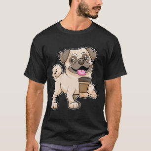 Camiseta Pug com café para ir