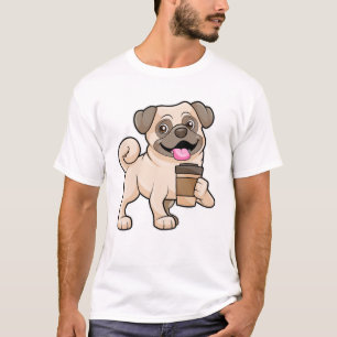 Camiseta Pug com café para ir