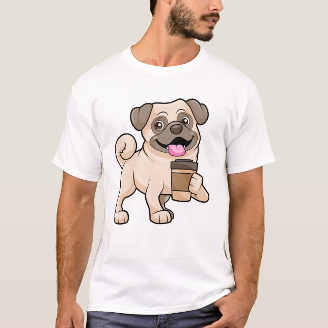 Camiseta Pug com café para ir (Frente)