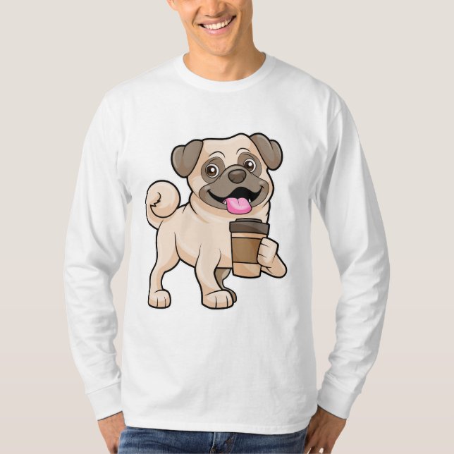 Camiseta Pug com café para ir (Frente)