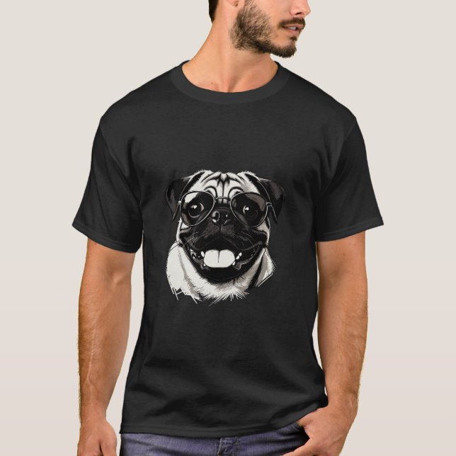 Camiseta Pug com óculos de sol (Frente)