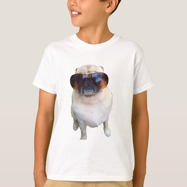 Camiseta Pug com óculos de sol (Frente)
