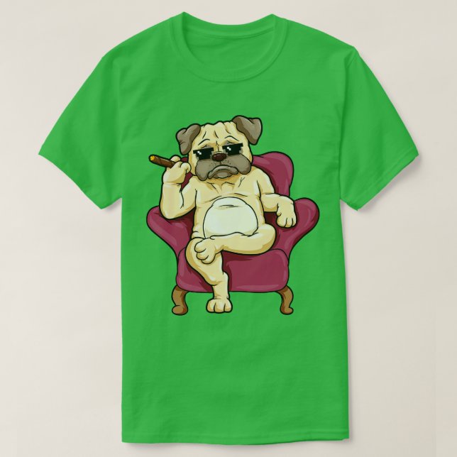 Camiseta Pug com óculos de sol e charuto (Frente do Design)