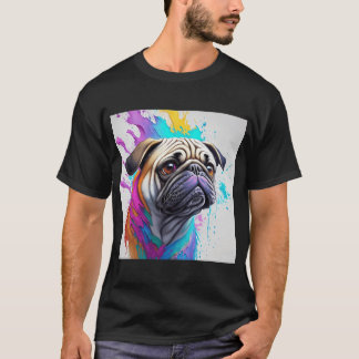 Camiseta Pug Com Salpicos De Tinta Arte Inspirada Em Raças 