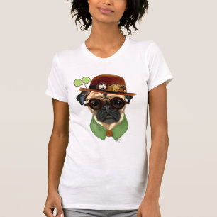 Camiseta Pug com Steampunk Bowler Hat