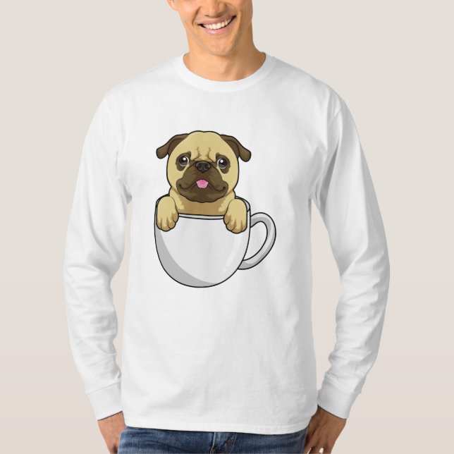 Camiseta Pug com Xícara de Café (Frente)