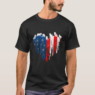 Camiseta Pug Coração Bandeira Americana Cachorro 4 de Julho