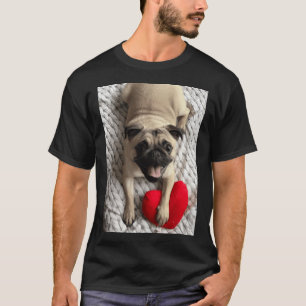 Camiseta Pug Coração de São Valentim