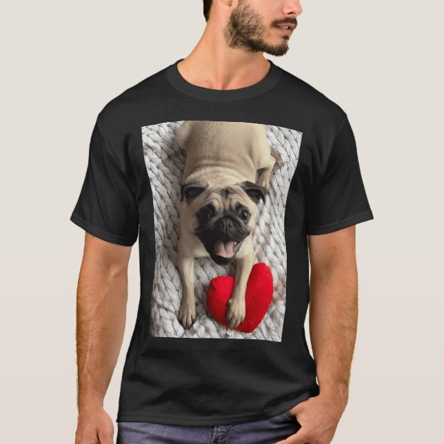 Camiseta Pug Coração de São Valentim (Frente)