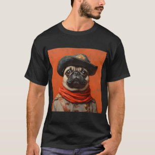 Camiseta Pug Cowboy Mexicano - Pug Country Ocidental - Eleg