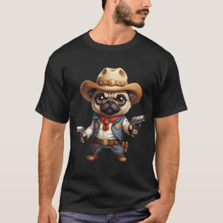 Camiseta Pug Cowboy, Pug Fofo, Cachorrinho Fofo, Cachorro R