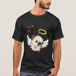 Camiseta Pug Cupido atirando uma flecha do amor no dia dos 
