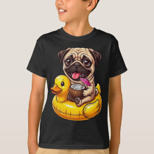 Camiseta Pug Cute Engraçado em Flutuador de Borracha de Pat