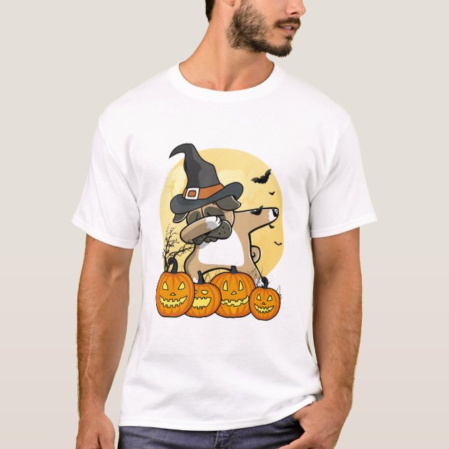 Camiseta Pug Dabbing no Halloween (Frente)