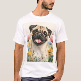 Camiseta Pug Dad T-Shirt – Watercolor