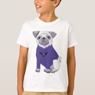 Camiseta Pug Dapper com camisola roxa