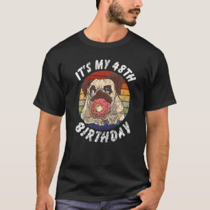 Camiseta Pug de 48 Anos e Donut Vintage Distressed 48º