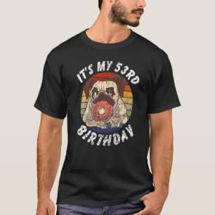 Camiseta Pug de 53 Anos e Donut Vintage Distressed 53º
