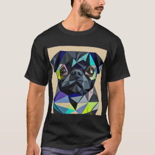 Camiseta Pug de Abstração Geométrica