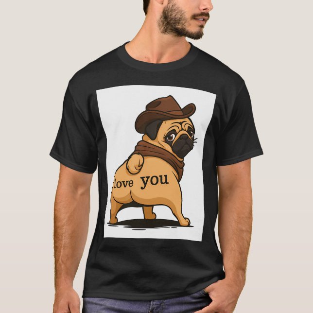 Camiseta Pug de Amor de Cowboy (Frente)